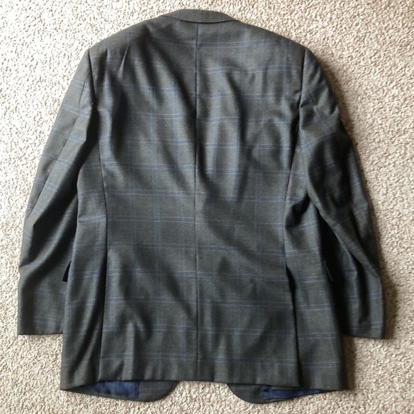 Ermenegildo Zegna Green Blue Windowpane Check Wool Sport Coat Eu 54 US 44 - Picture 7 of 12